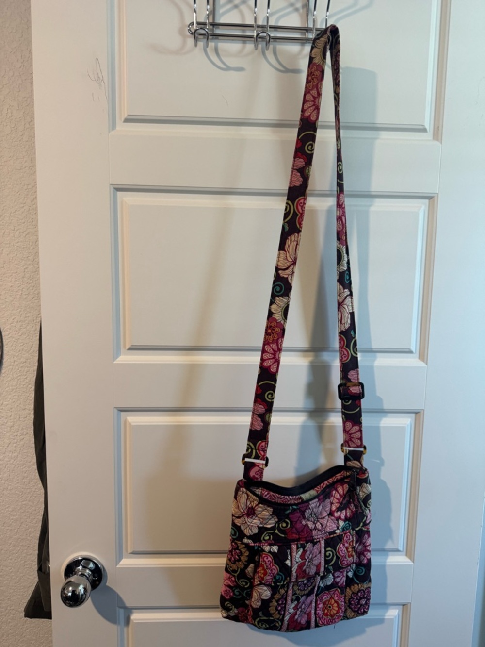 Vera Bradley Quilted Floral Crossbody - Black & Pink